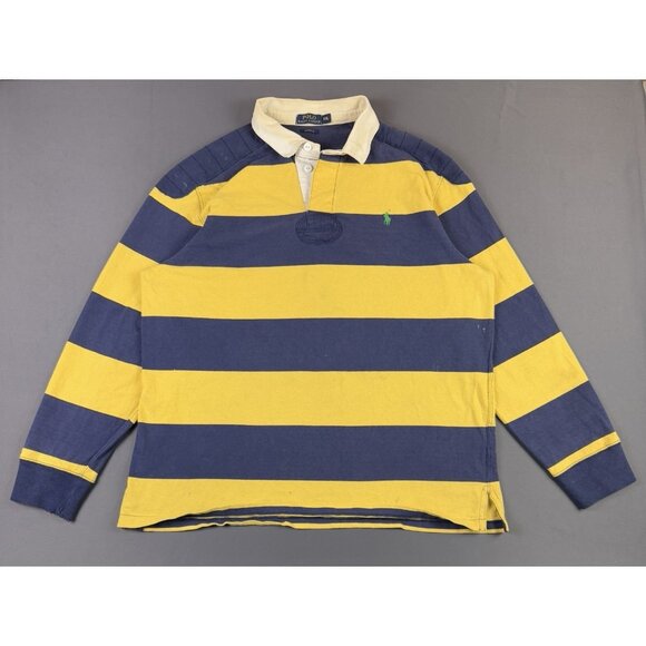 Rare Vintage Y2K Polo Ralph Lauren Rugby Shirt Stripes Thrased Streetwear Hype - Picture 1 of 16